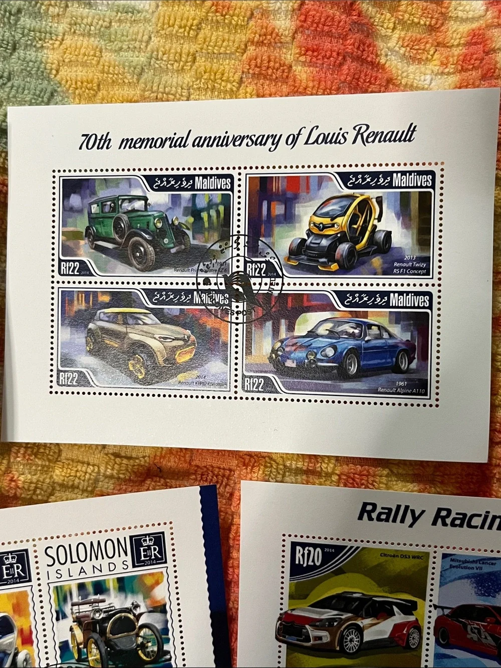 Solomon Islands Multicolor Collectible Stamp Sheets - Vintage Auto Set